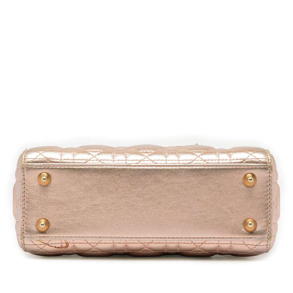 Dior Small Metallic Lambskin Cannage My ABCDior Lady Dior Gold Leather Very good condition - Inside View