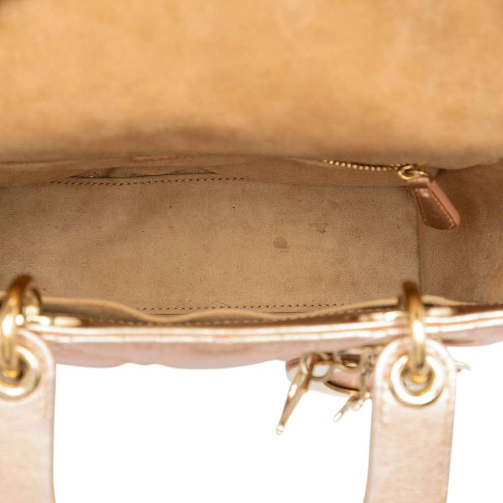 Dior Small Metallic Lambskin Cannage My ABCDior Lady Dior Gold Leather Very good condition - Model View