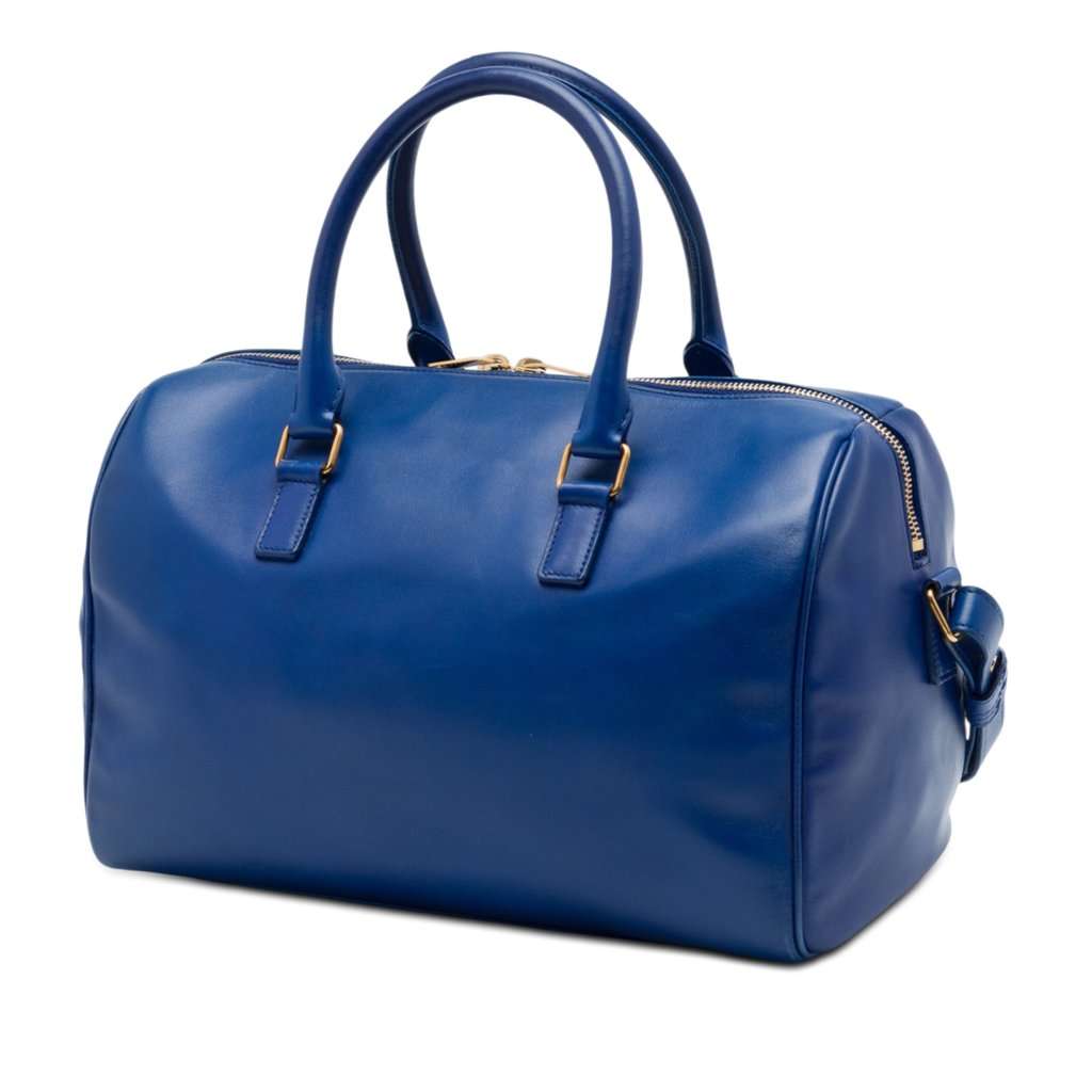 Saint Laurent Leather Classic Duffle 6 Satchel Blue Leather Very good - Back View