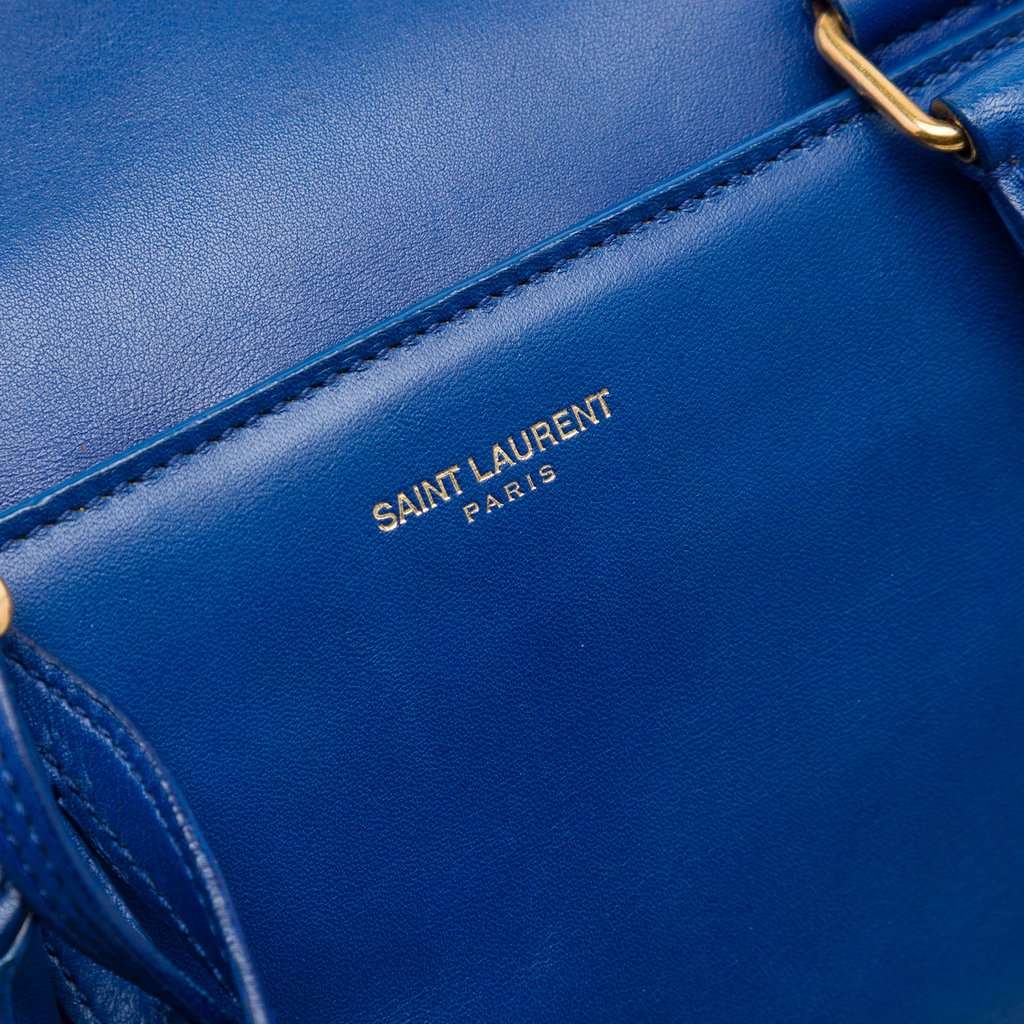 Saint Laurent Leather Classic Duffle 6 Satchel Blue Leather Very good - Box View