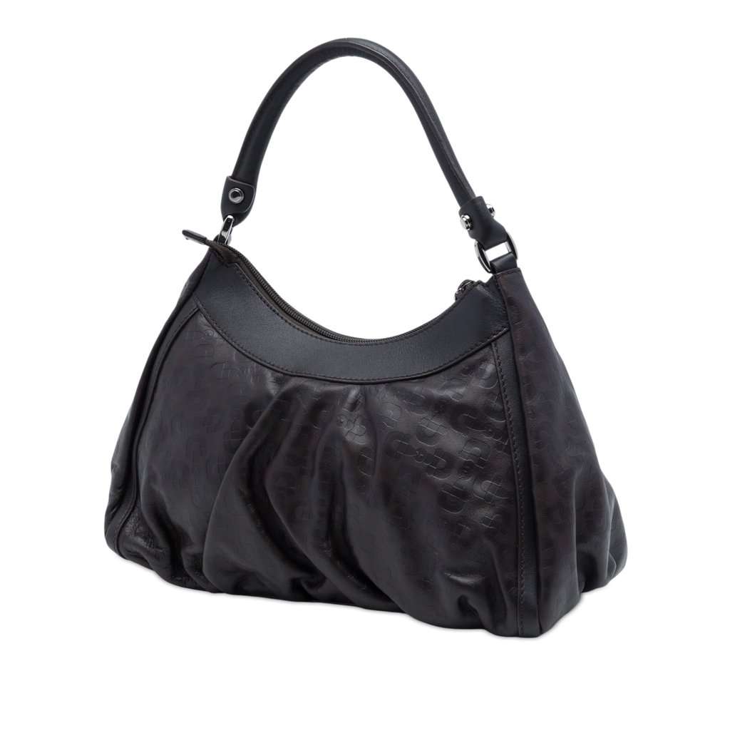 Gucci Horsebit Embossed Calfskin Abbey D Ring Shoulder Bag Brown Leather Very good - Back View