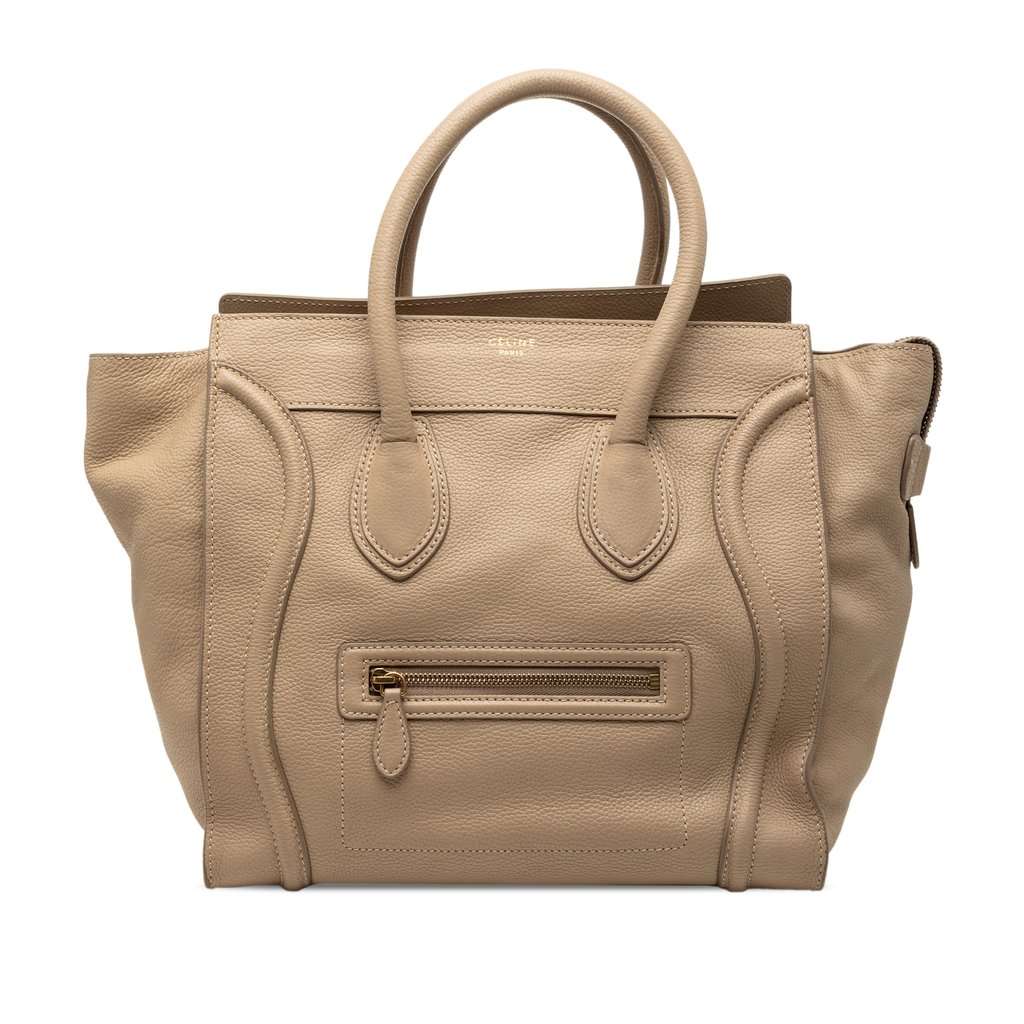 Celine Mini Grained Calfskin Luggage Tote Brown Leather Very good condition - Front View