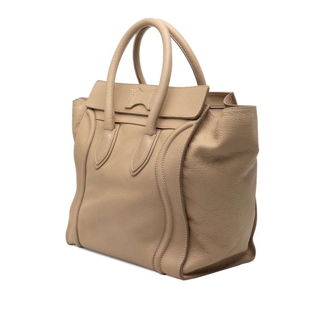 Celine Mini Grained Calfskin Luggage Tote Brown Leather Very good condition - Back View