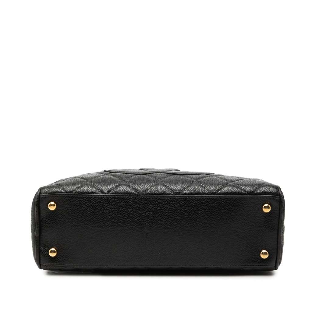 Chanel CC Quilted Caviar Bowling Bag Black Leather Very good condition - Inside View