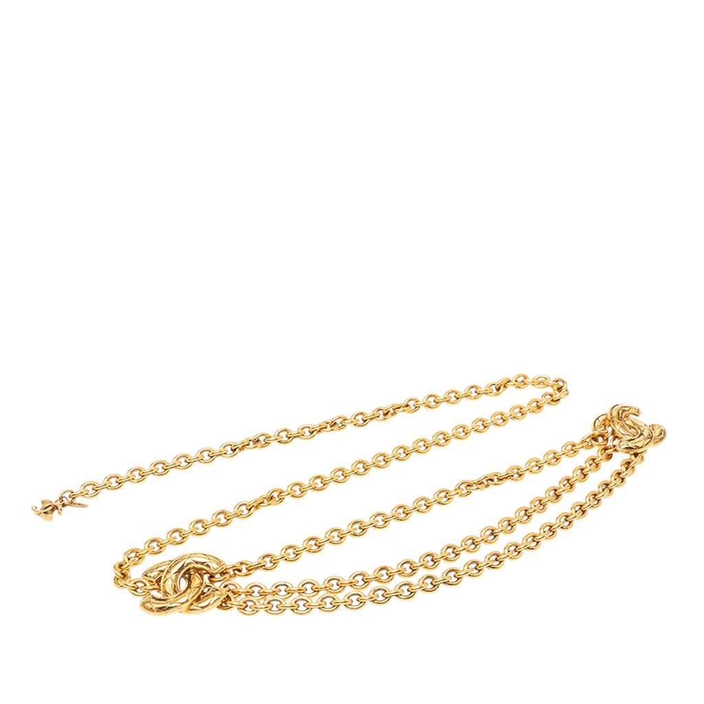 Chanel Gold Plated Quilted CC Triple Chain Belt Gold Metal Very good condition - Front View