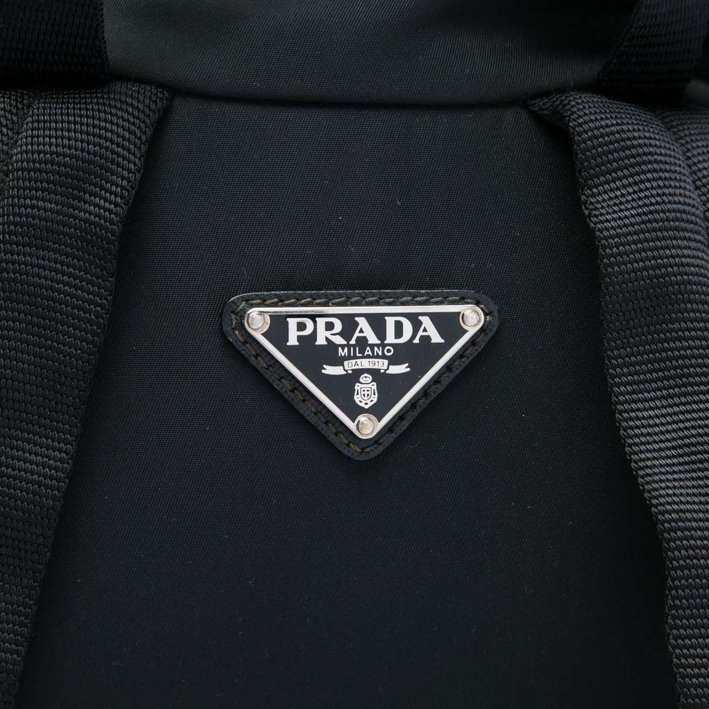 Prada Saffiano Trimmed Tessuto Backpack Black Very good - Box View