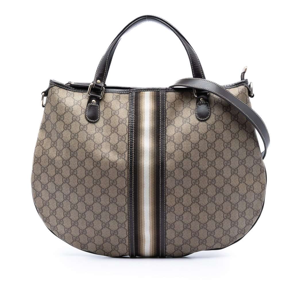 Gucci GG Supreme Web Hobo Beige Very good condition - Front View