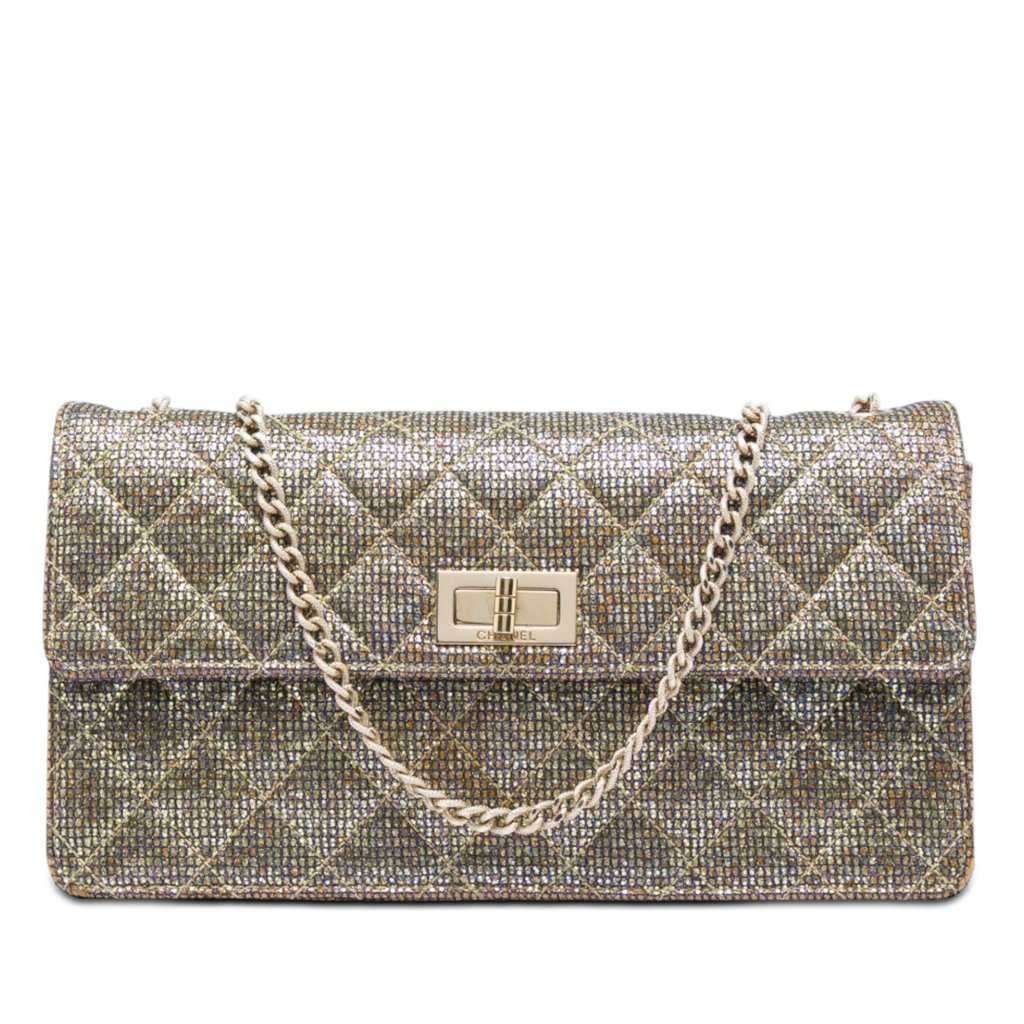 Chanel Quilted Glitter Canvas Reissue 2.55 Flap Gold Very good - Front View