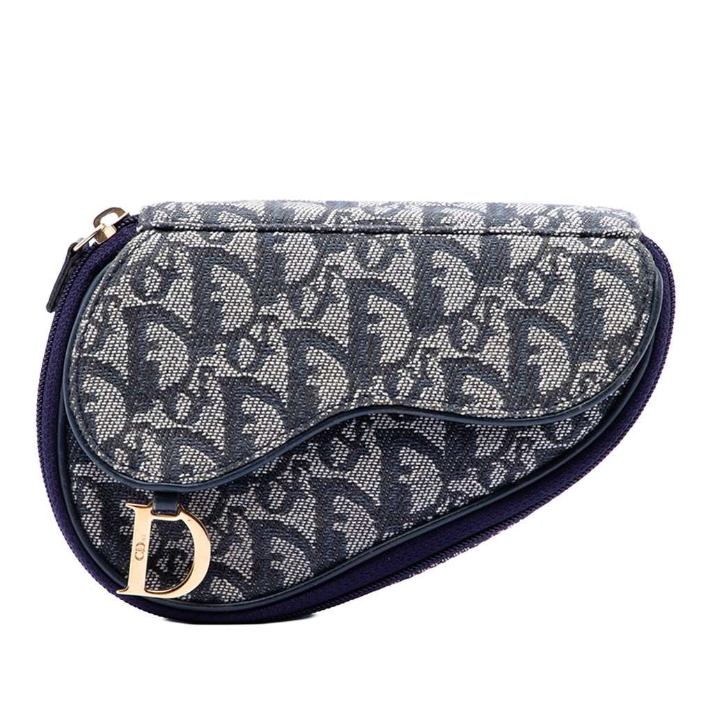 Dior Diorissimo Canvas Saddle Pouch Blue Very good - Front View