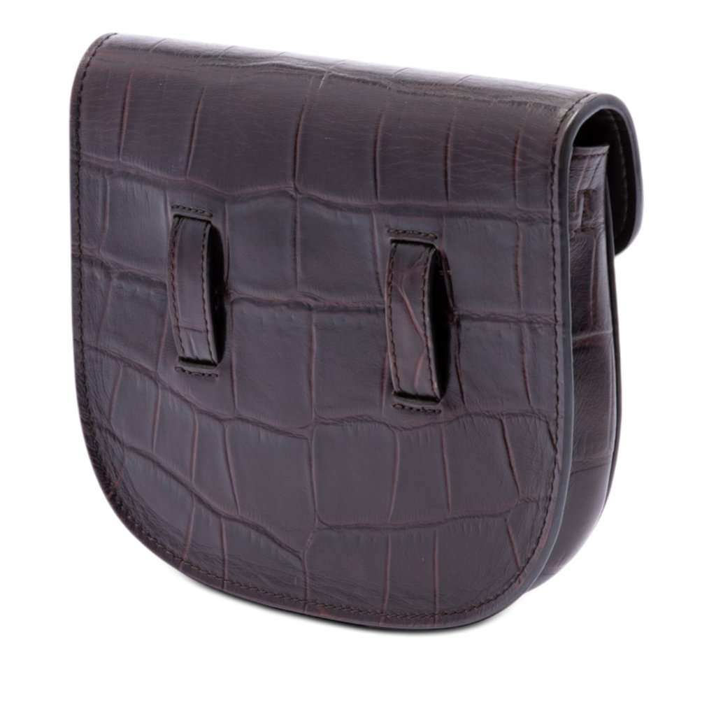 Celine Mini Embossed Calfskin Symmetrical Crossbody Brown Leather Very good condition - Back View