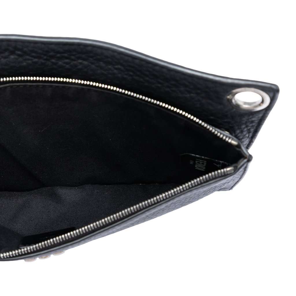 Fendi Calfskin FF 1974 Flat Pouch Crossbody Black Leather Very good condition - Model View