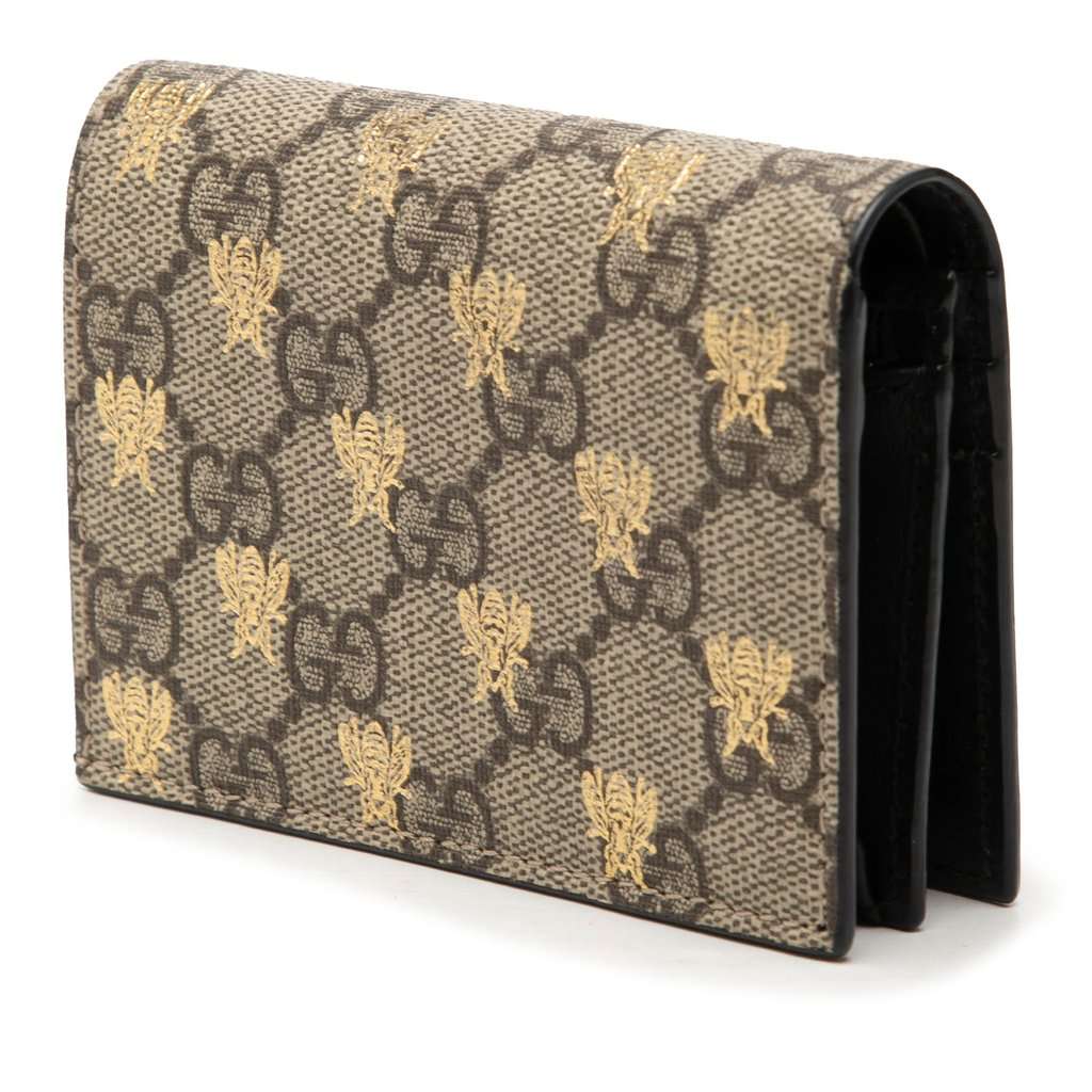 Gucci GG Supreme Bees Bifold Wallet Beige Very good - Back View