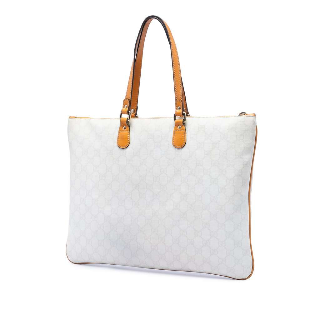 Gucci Large GG Supreme Heritage Logo Tote White Very good condition - Back View