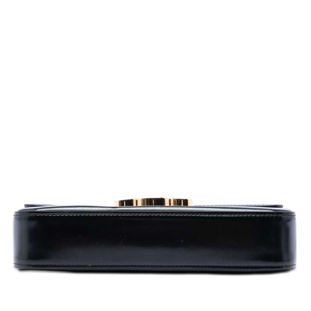 Celine Shiny Calfskin Triomphe Claude Shoulder Bag Black Leather Very good condition - Inside View
