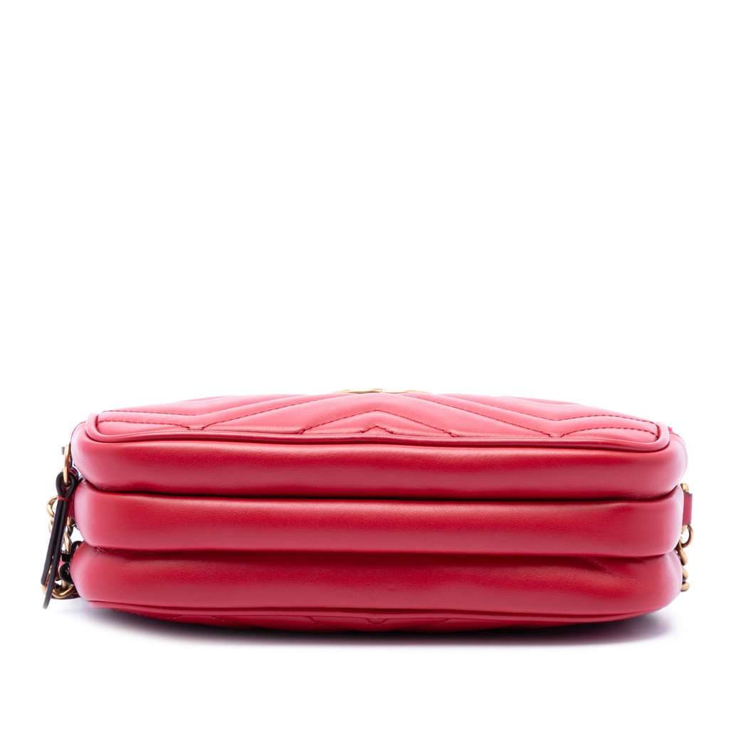 Gucci Mini Calfskin GG Marmont Triple Zip Crossbody Red Leather Very good - Inside View