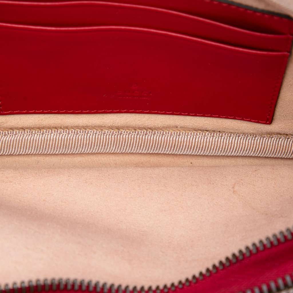Gucci Mini Calfskin GG Marmont Triple Zip Crossbody Red Leather Very good - Model View
