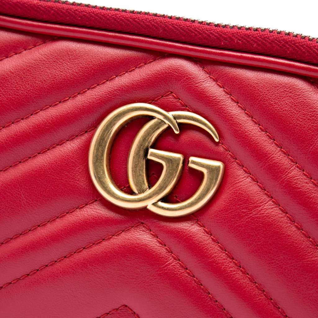 Gucci Mini Calfskin GG Marmont Triple Zip Crossbody Red Leather Very good - Box View