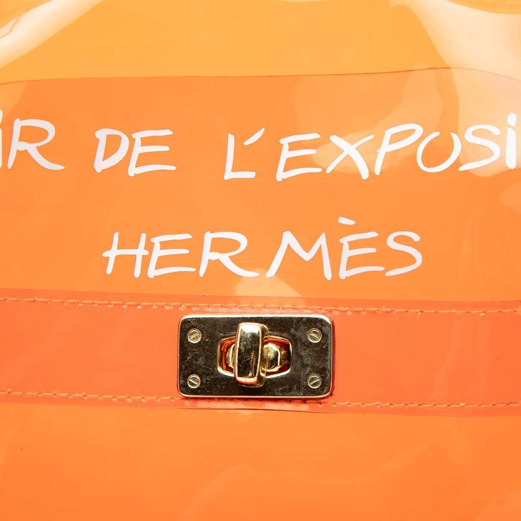 Hermès Vinyl Souvenir De L Exposition Kelly Handbag Orange Plastic Very good condition - Box View