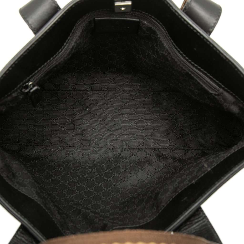 Gucci Calfskin Web Handbag Black Leather Very good - Model View