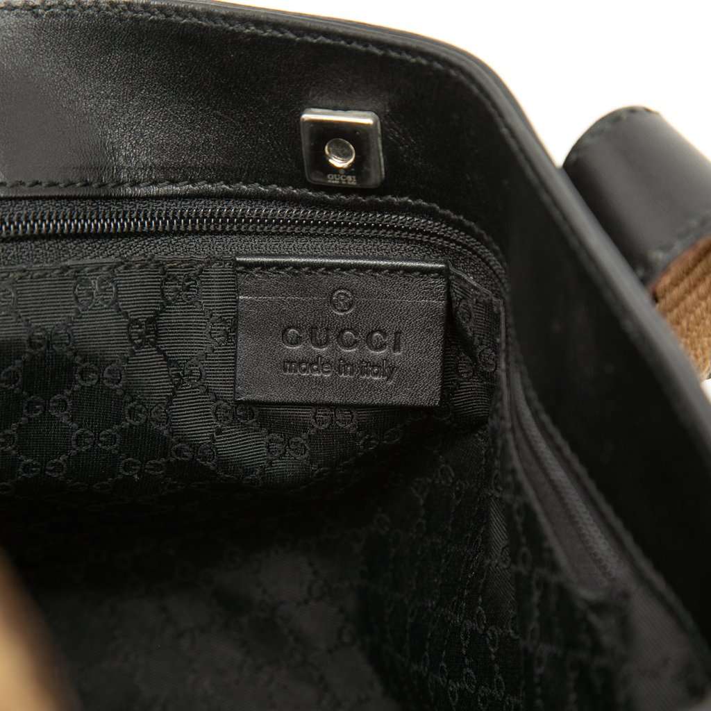 Gucci Calfskin Web Handbag Black Leather Very good - Box View