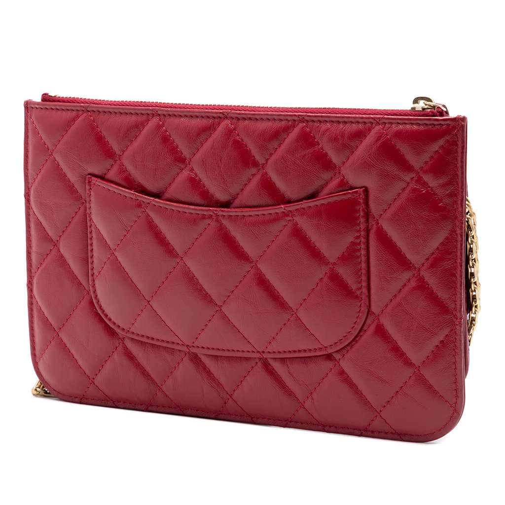 Chanel Quilted Aged Calfskin Reissue 2.55 Wallet on Chain Red Leather Very good condition - Back View