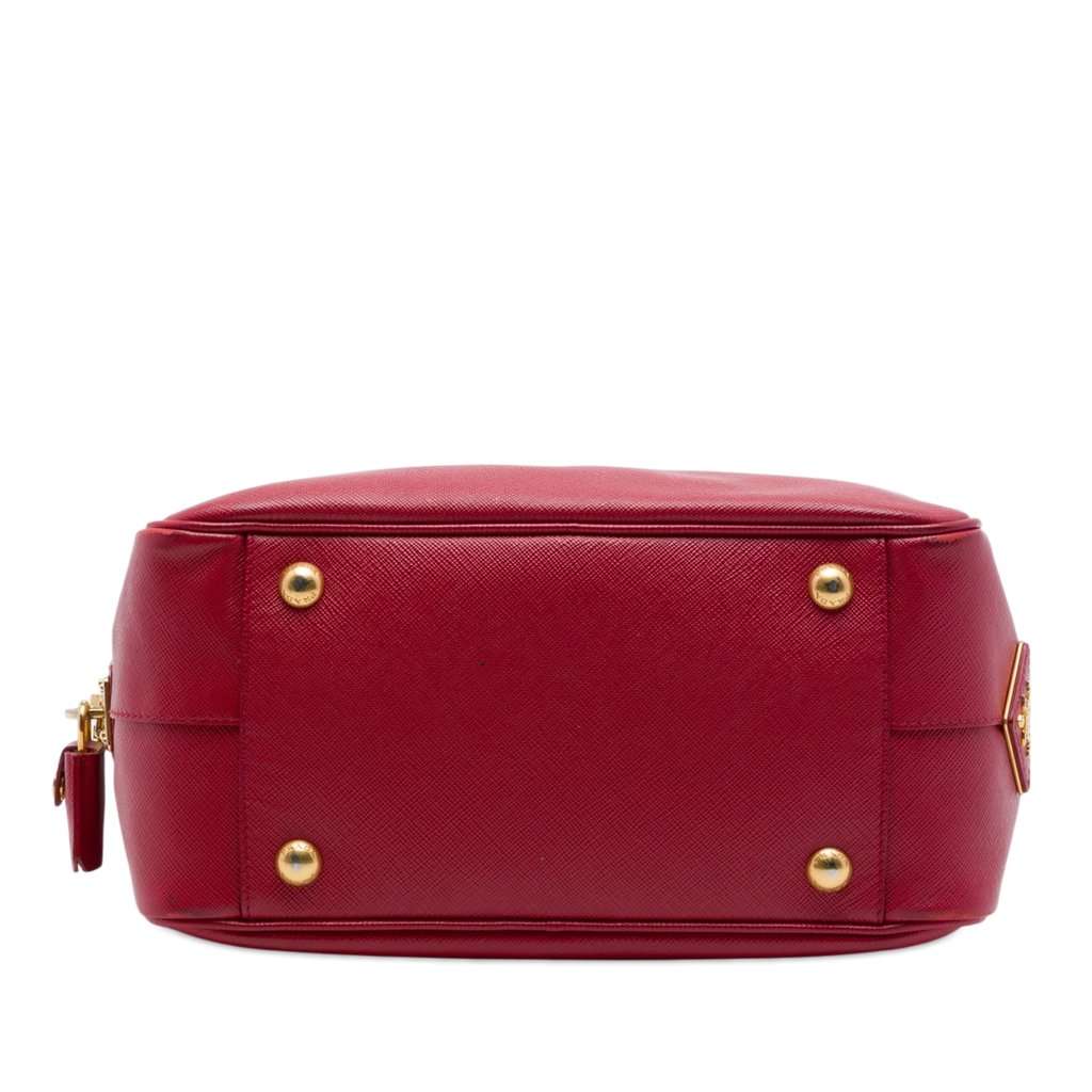Prada Small Saffiano Square Bauletto Satchel Red Leather Very good - Inside View