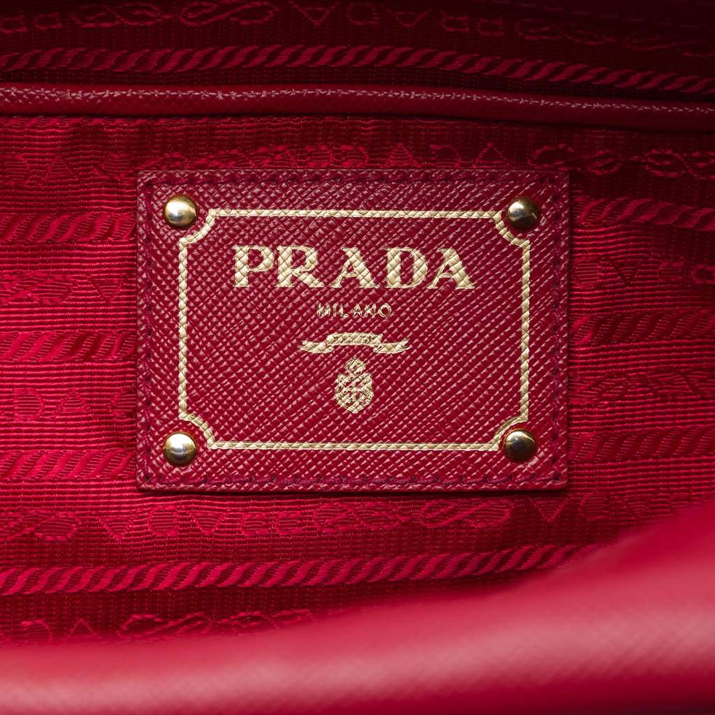 Prada Small Saffiano Square Bauletto Satchel Red Leather Very good - Box View