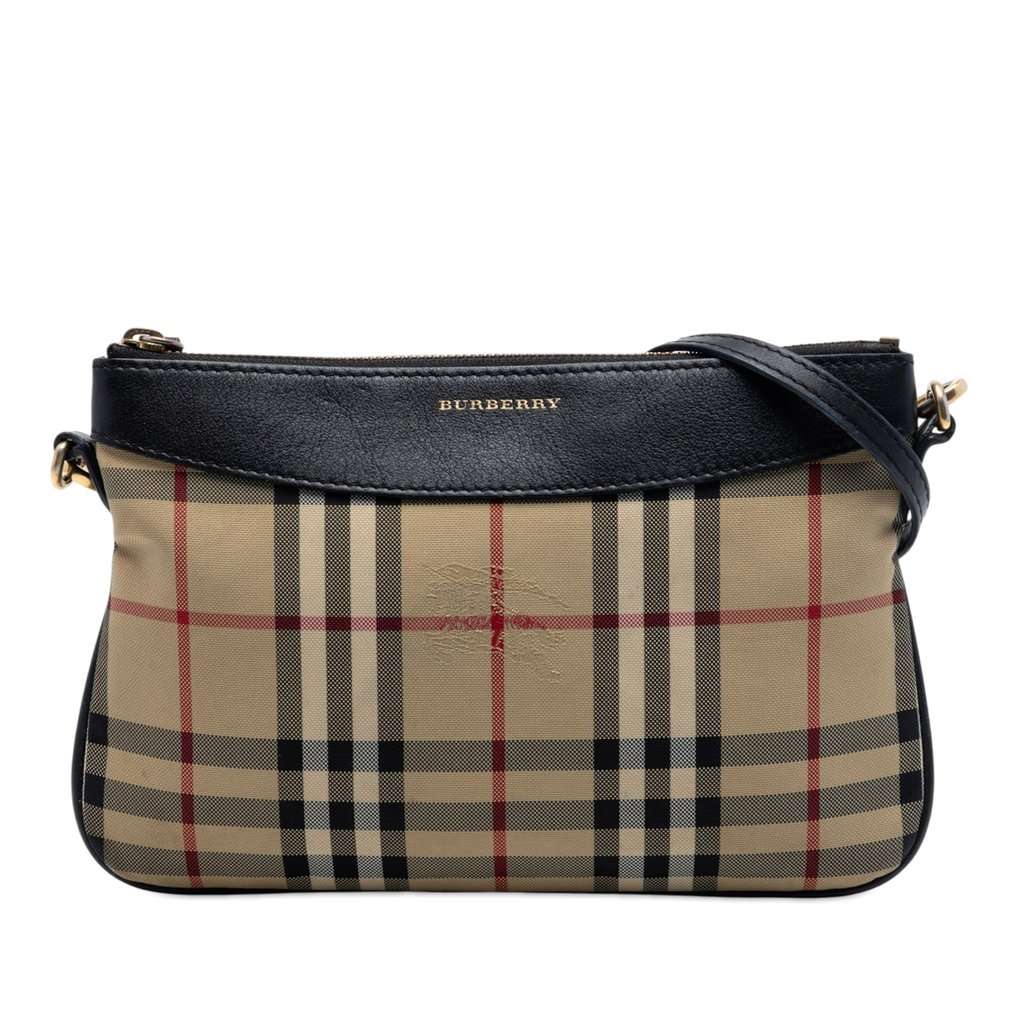 Burberry Haymarket Check Canvas Peyton Crossbody Beige Very good condition - Front View