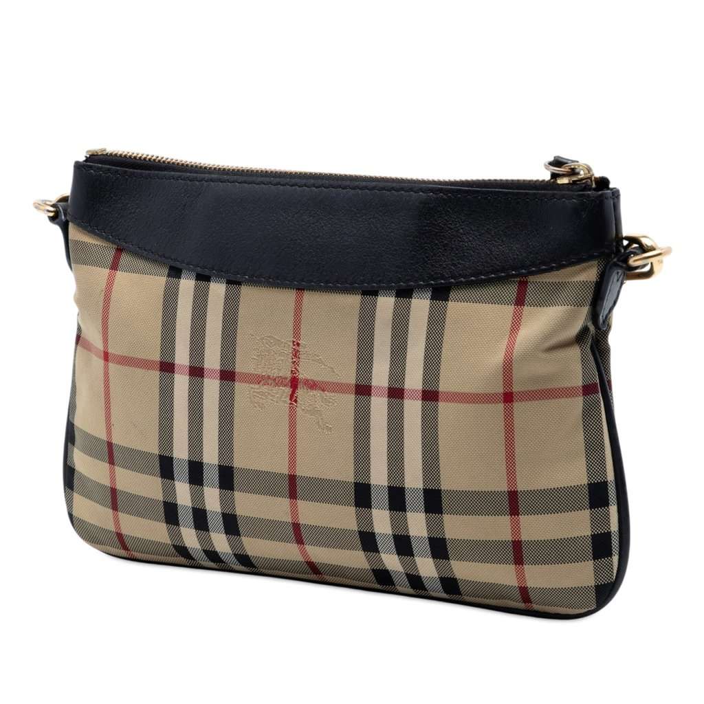 Burberry Haymarket Check Canvas Peyton Crossbody Beige Very good condition - Back View