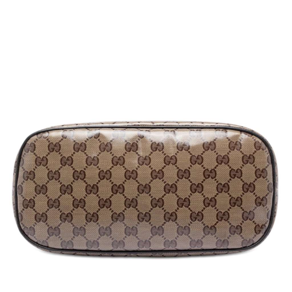 Gucci Medium GG Crystal Dome Satchel Brown Leather Very good condition - Inside View