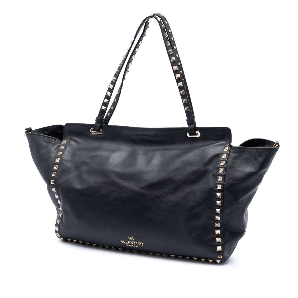 Valentino Medium Leather Rockstud Trapeze Satchel Black Leather Good condition - Back View