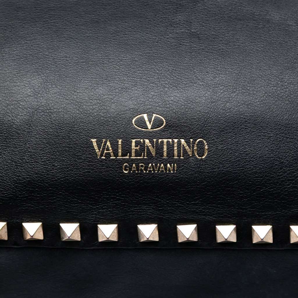 Valentino Medium Leather Rockstud Trapeze Satchel Black Leather Good condition - Box View