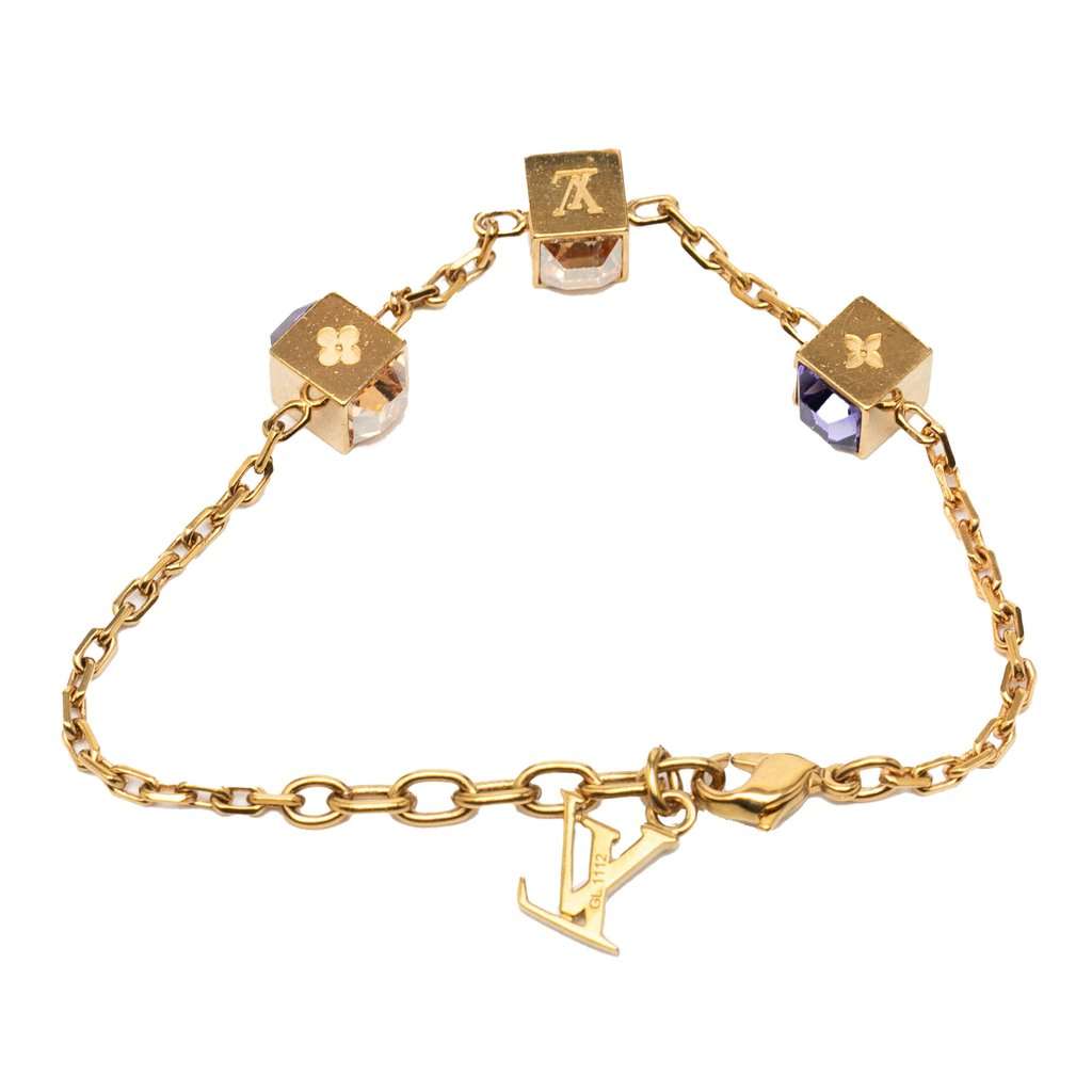 Louis Vuitton Gold Plated Gamble Crystal Bracelet Gold Metal Very good - Inside View