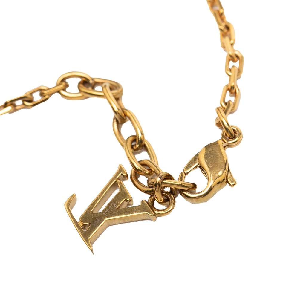 Louis Vuitton Gold Plated Gamble Crystal Bracelet Gold Metal Very good - Model View