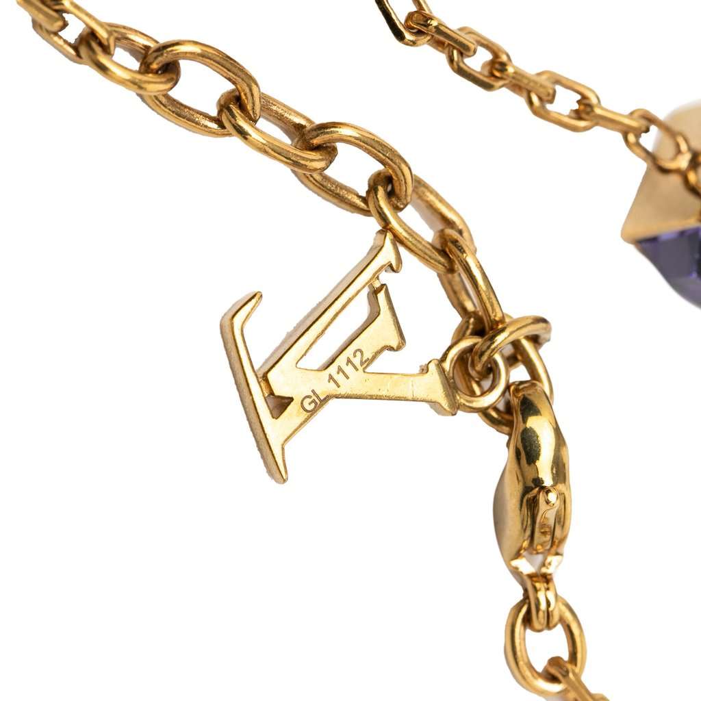 Louis Vuitton Gold Plated Gamble Crystal Bracelet Gold Metal Very good - Box View