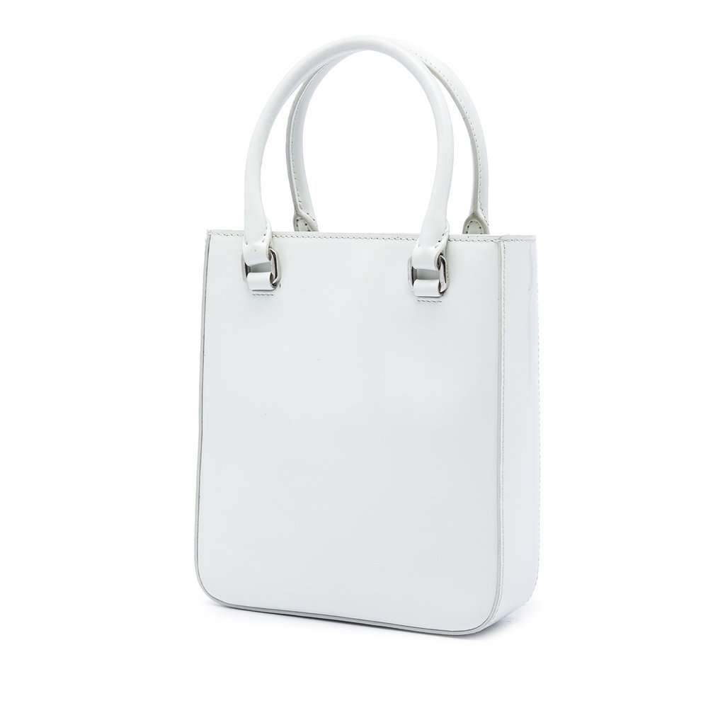 Prada Small Spazzolato Leather Satchel White Leather Very good - Back View