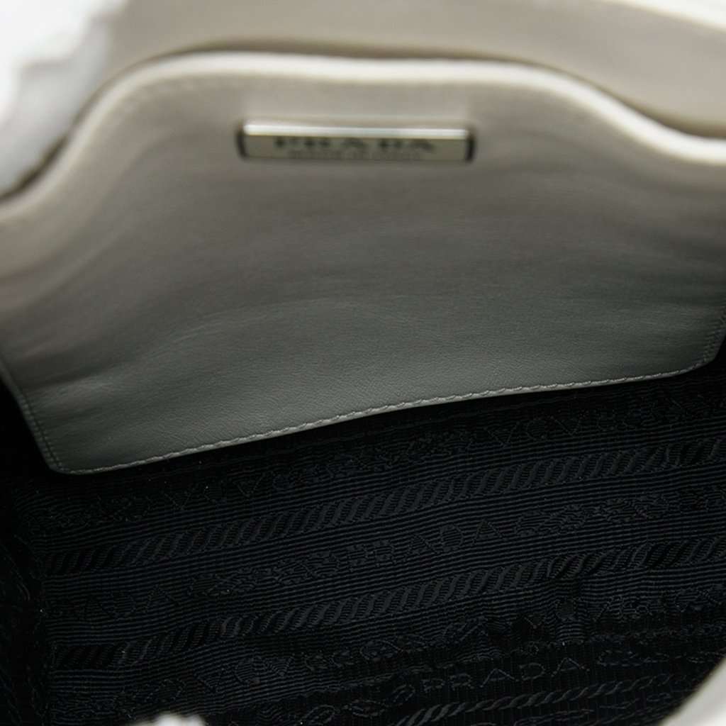 Prada Small Spazzolato Leather Satchel White Leather Very good - Model View
