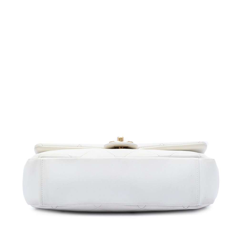 Chanel Medium Quilted Lambskin A Real Catch Flap White Leather Very good - Inside View