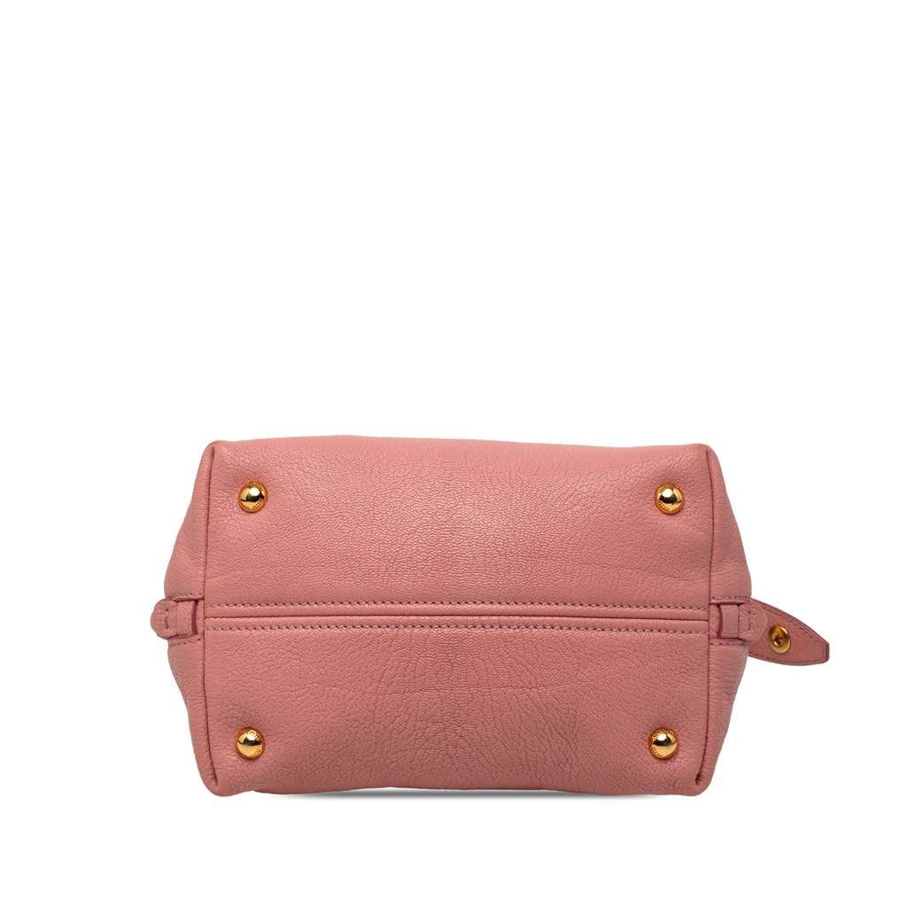Miu Miu Goatskin Madras Side Zip Satchel Pink Leather Very good - Inside View