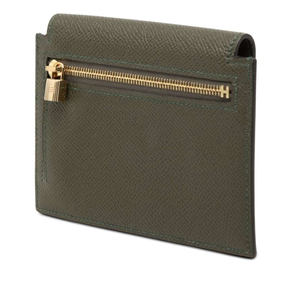 Hermès Kelly Pocket Compact Wallet Green Leather Very good - Back View