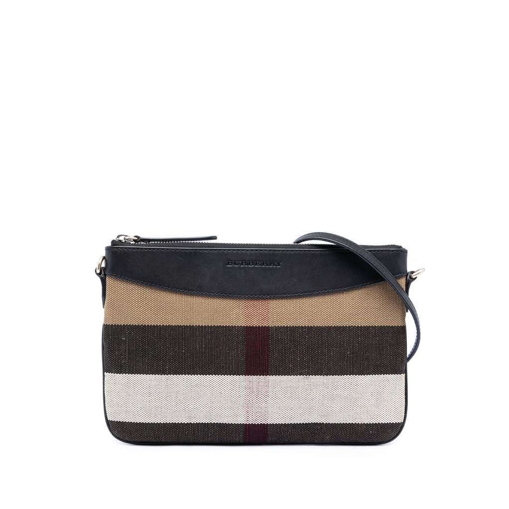 Burberry Mega Check Canvas Peyton Crossbody Brown Very good condition - Front View