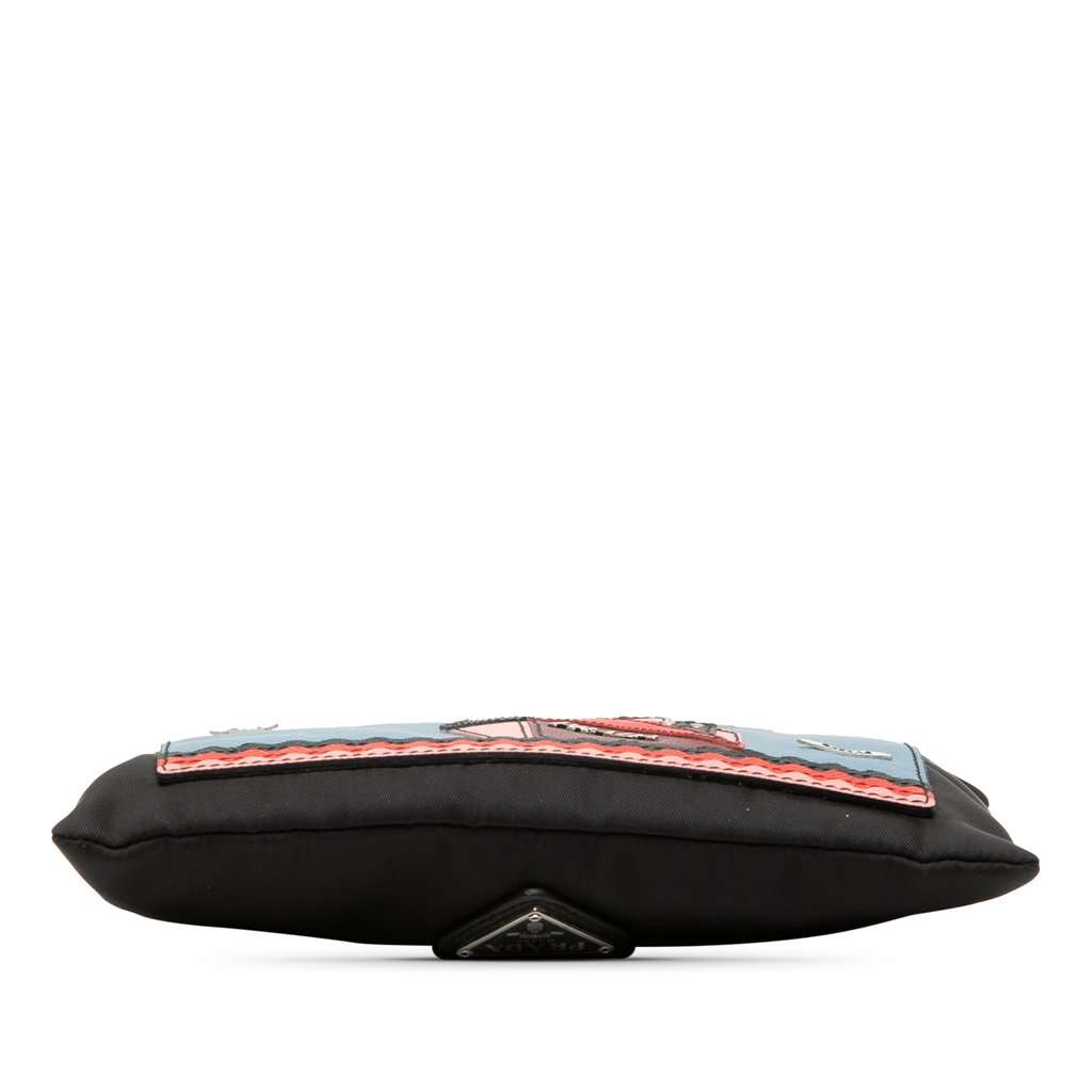 Prada Tessuto and Saffiano Ship Chain Pochette Black Very good - Inside View