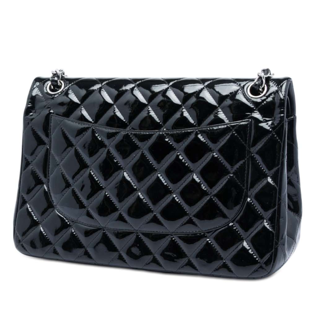 Chanel Jumbo Classic Patent Double Flap Black Leather Very good condition - Back View