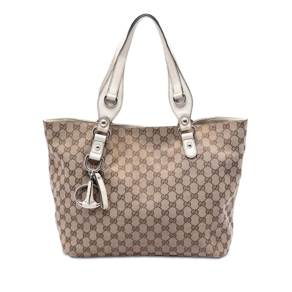 Gucci Medium GG Canvas Icon Bit Tote Beige Very good condition - Front View