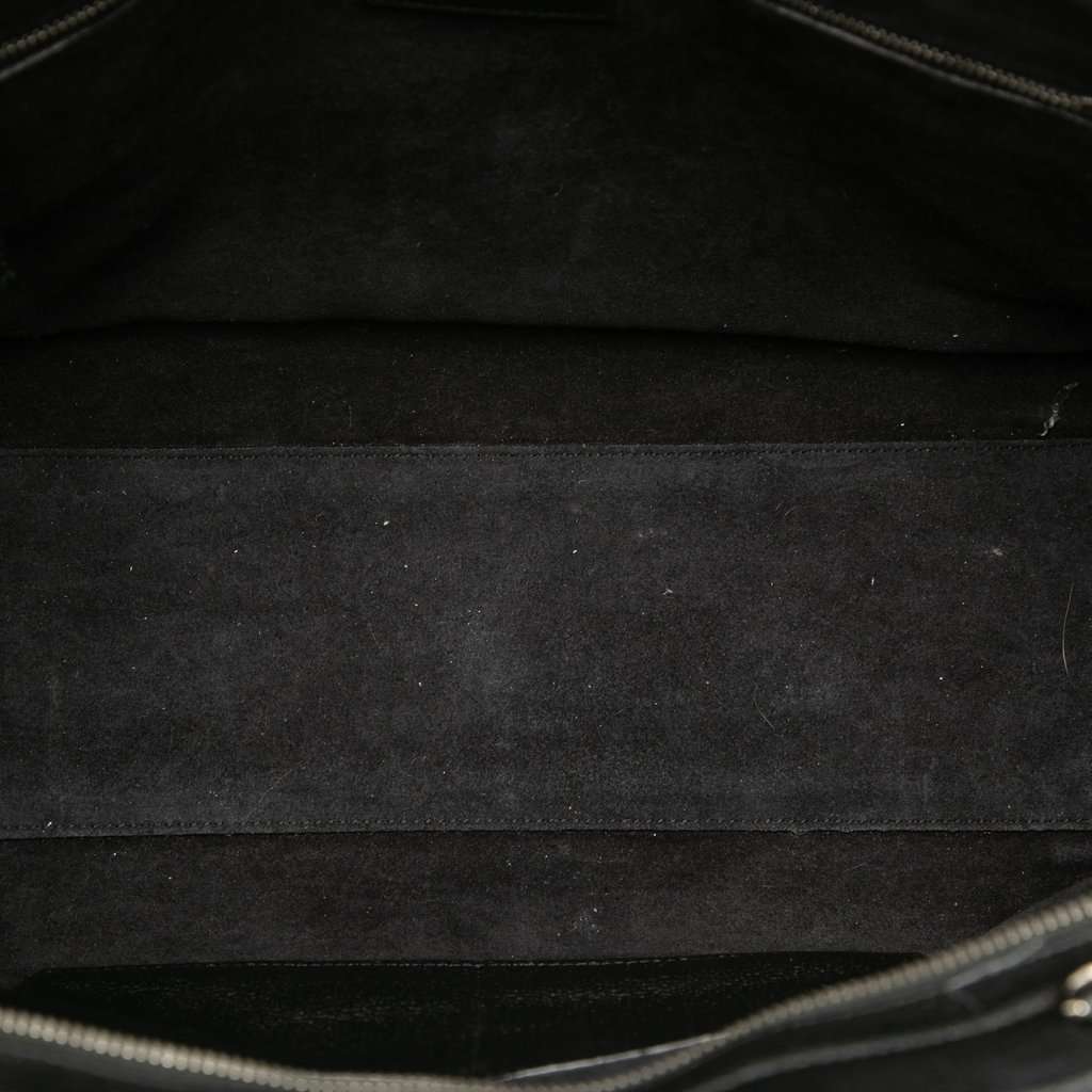 Saint Laurent Medium Grained Calfskin Cabas Rive Gauche Satchel Black Leather Very good - Model View
