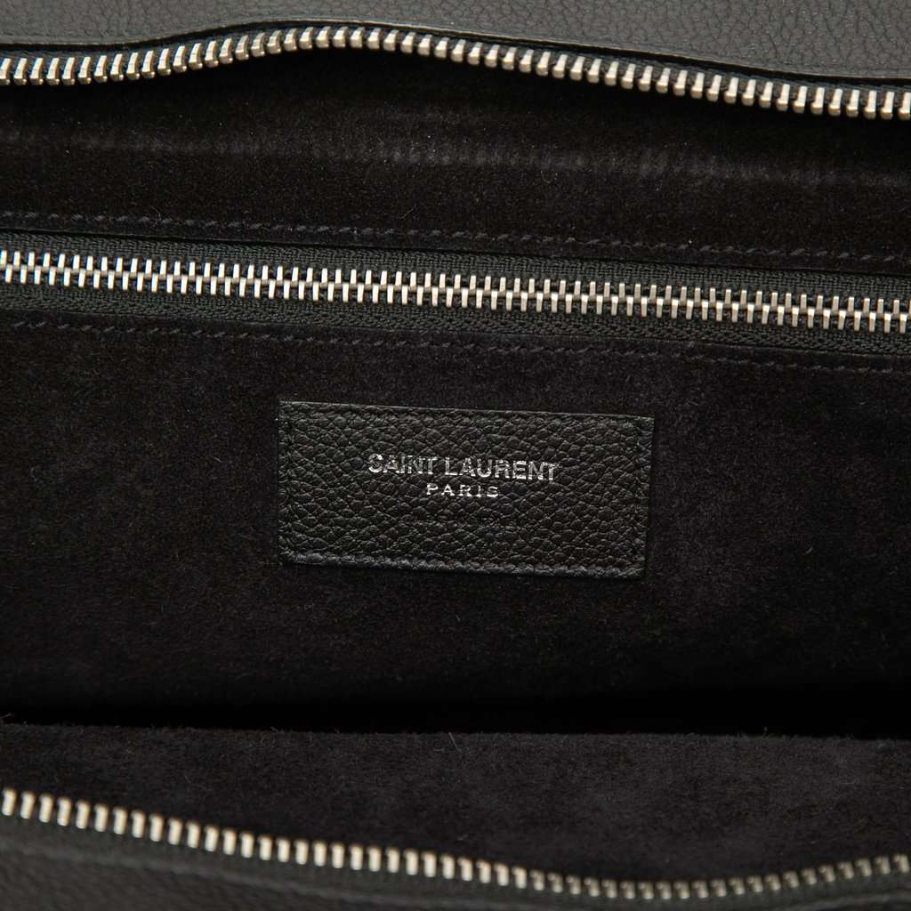 Saint Laurent Medium Grained Calfskin Cabas Rive Gauche Satchel Black Leather Very good - Box View