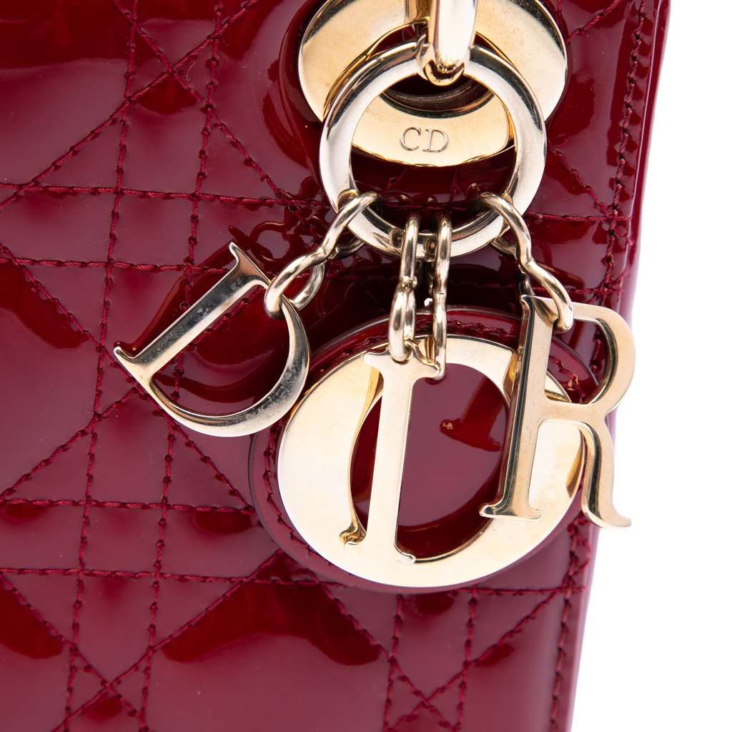 Dior Mini Patent Cannage Lady Dior Red Leather Very good condition - Box View