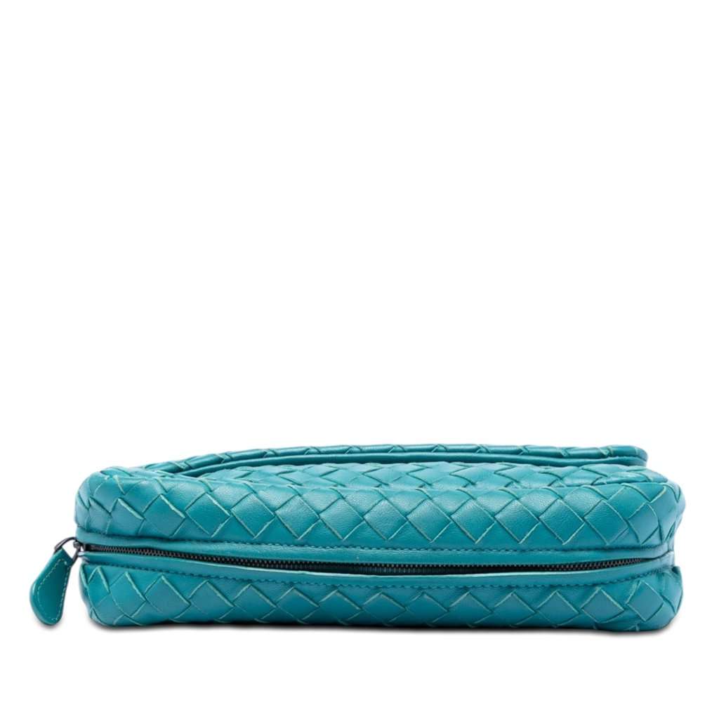 Bottega Veneta Mini Nappa Intrecciato Expandable Chain Crossbody Blue Leather Very good - Inside View