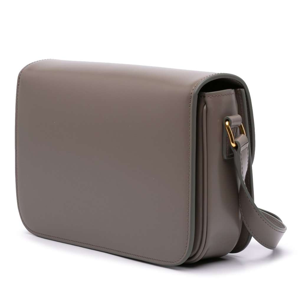 Celine Classique Shiny Calfskin Triomphe Crossbody Brown Leather Very good condition - Back View