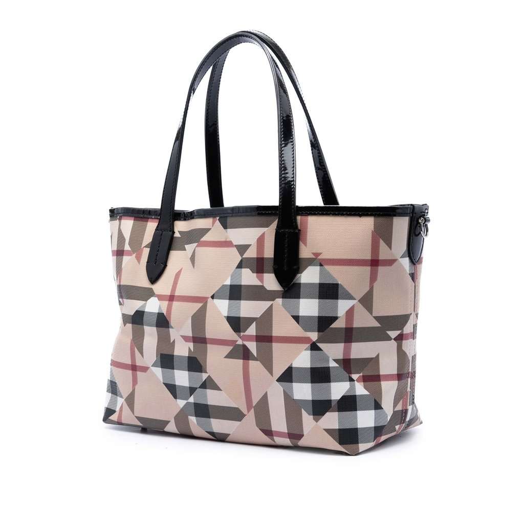 Burberry House Check Coated Canvas Satchel Beige Very good condition - Back View